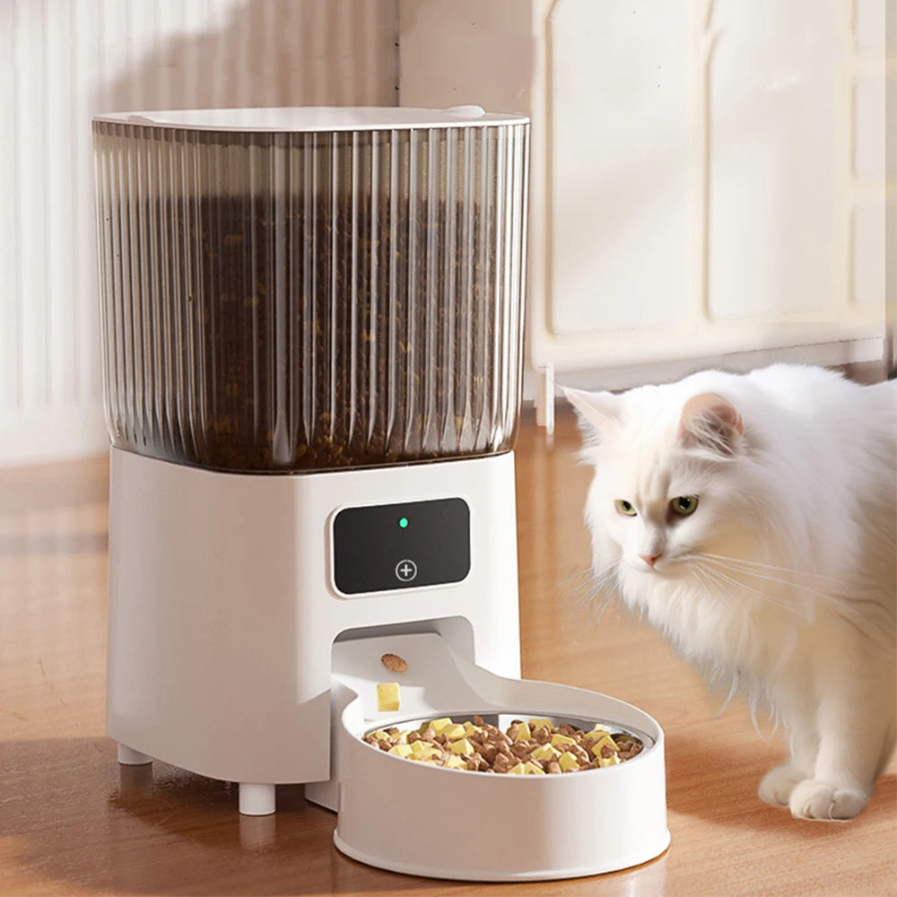 Distributeur Automatique de Nourriture pour Chats et Chiens-5L avec Connexion Wi-Fi et Mode Double Alimentation