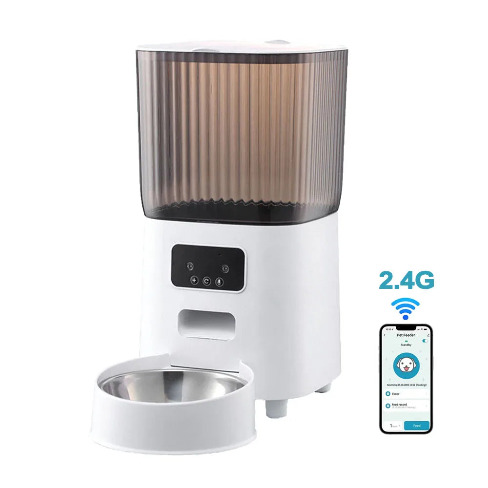Distributeur Automatique de Nourriture pour Chats et Chiens-5L avec Connexion Wi-Fi et Mode Double Alimentation