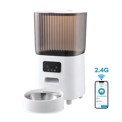 Distributeur Automatique de Nourriture pour Chats et Chiens-5L avec Connexion Wi-Fi et Mode Double Alimentation